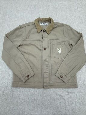 PLAYBOY Men's Khaki Jacket with Contrast Collar